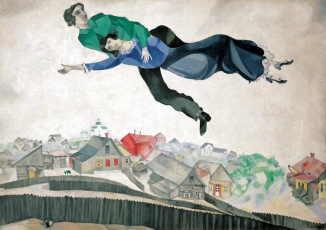 Marc Chagall. Over The Town. Tecnica: Olio su Tela, 45x56 cm