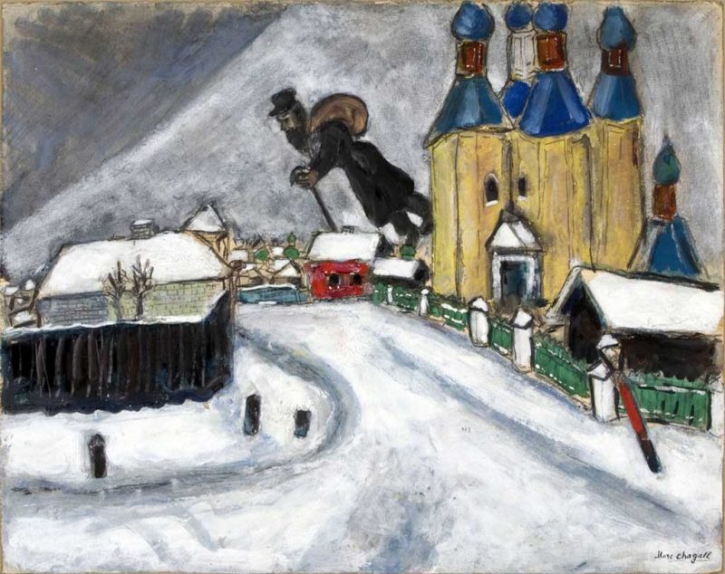 Chagall. Sopra Vitebsk, 1914. Tecnica: Olio su tela, 73×93 cm. Art Gallery of Toronto, Ontario
