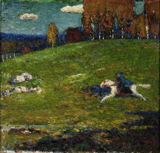 Kandinsky. Il Cavaliere Azzurro (Der Blaue Reiter, 1903). Tecnica: Olio su tela, 55×60 cm. Collezione privata, Zurigo