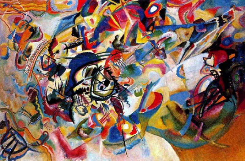 Wassily Kandinsky. Composizione VII, 1913. Tecnica: Olio su tela, 200x300 cm. Galleria Tret’jakov, Mosca