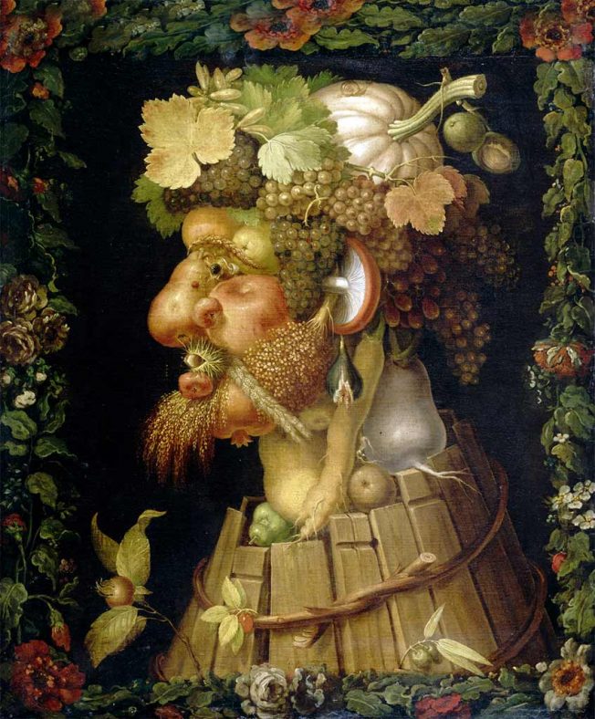 Giuseppe Arcimboldo. Tecnica: Olio su tela, 76 x 64. Museo del Louvre, Parigi