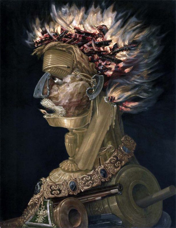 Arcimboldo. Fuoco 1566. Tecnica: Olio su legno, 67 x 51 cm. Kunsthistorisches Museum, Vienna