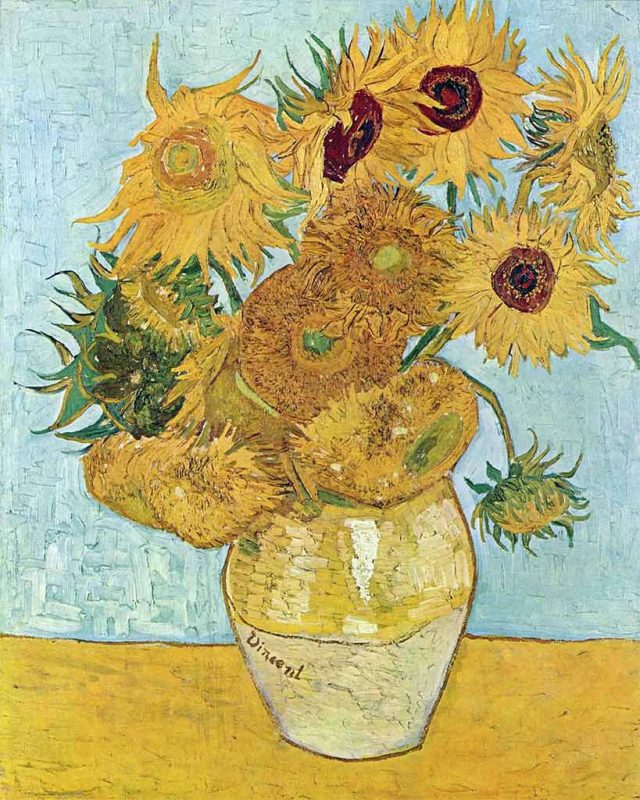 Van Gogh. Vincent van Gogh. Dodici Girasoli, 1888. Tecnica: Olio su tela, 91 × 72 cm. Neue Pinakothek Monaco di Baviera, Germania