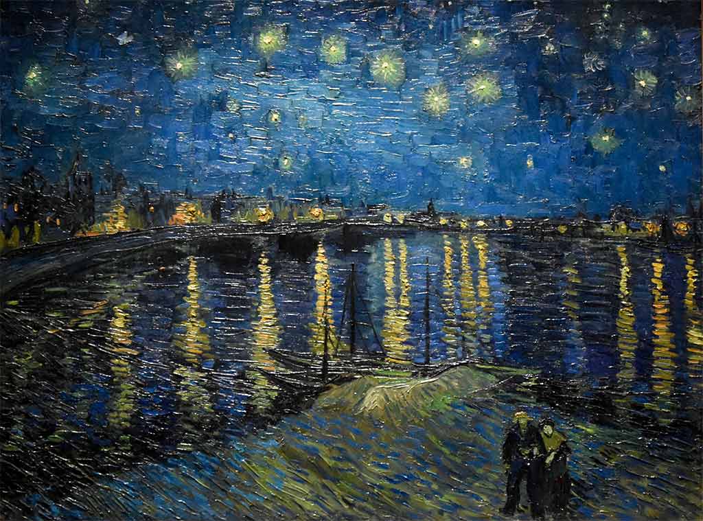 Vincent van Gogh. Notte Stellata sul Rodano, 1888. Tecnica: Olio su tela,  72 cm x 92